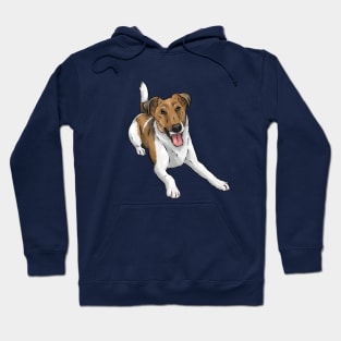 Happy Smooth Fox Terrier | White and Tan | Cute Dog Art Hoodie